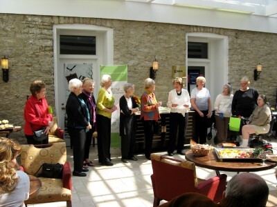 Several of the original GCWS members are acknowledged in the sun-drenched atrium of Evergreen Retirement Center during our 10th anniversary celebration.